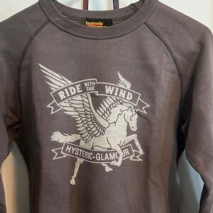 Hysteric Glamour Charcoal Sweatshirt with Winged Horse Graphic